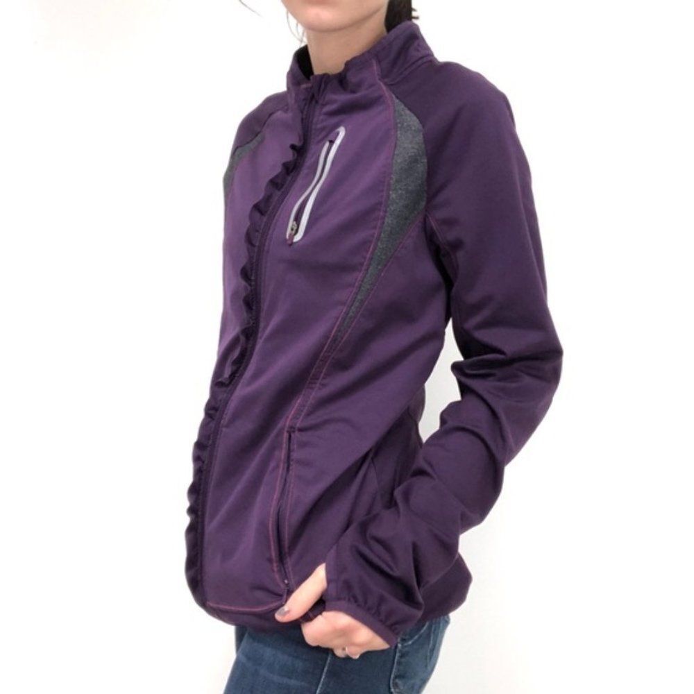 Athleta Prevail Running Jacket Ruffle Reflective Size Small - Picture 2 of 6